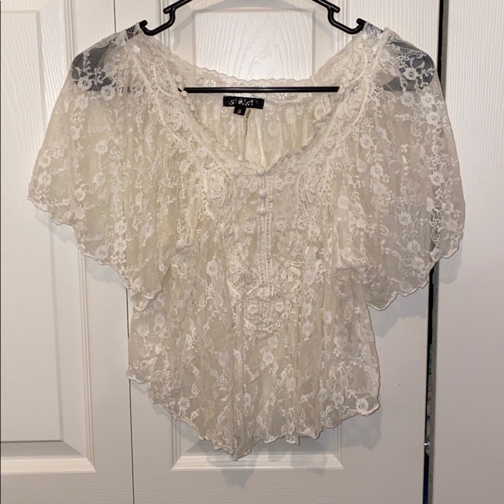 Cream lace flowy top